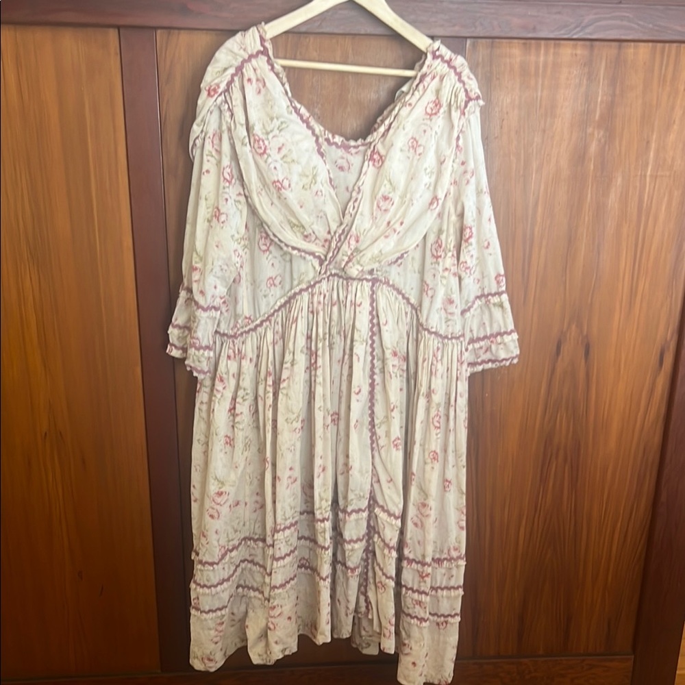 Magnolia Pearl Cream and Pink Floral Long Sleeve Dress